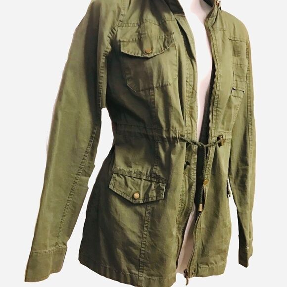 New Look Utility Cargo Hooded Jacket Army Green Medium - Picture 6 of 11